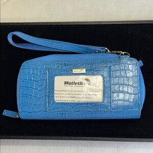 WALLEBE THE ORIGINAL NEW BLUE TEXERD LEATHER ACCORDION STYLE FUNCTIONAL WALLET
